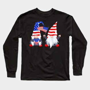 4th Of July Gnomes Shirt Funny American USA Patriotic Long Sleeve T-Shirt